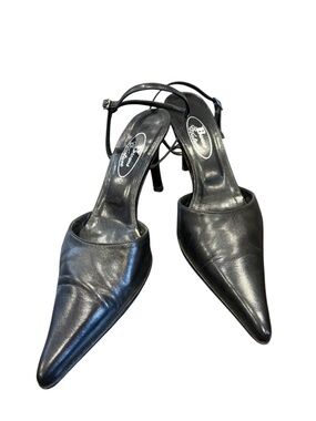 Browns Couture- Black Pointed Leather Slingback Heels, size 7.5